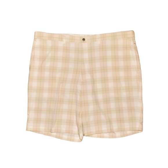 HAGGAR NEW‎ $48 Cool 18 Ivory Check Flat Front 9.5" Short Men's 42W - Picture 1 of 4